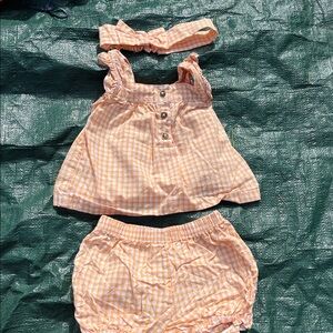 Carter's Orange and White Gingham Baby Set